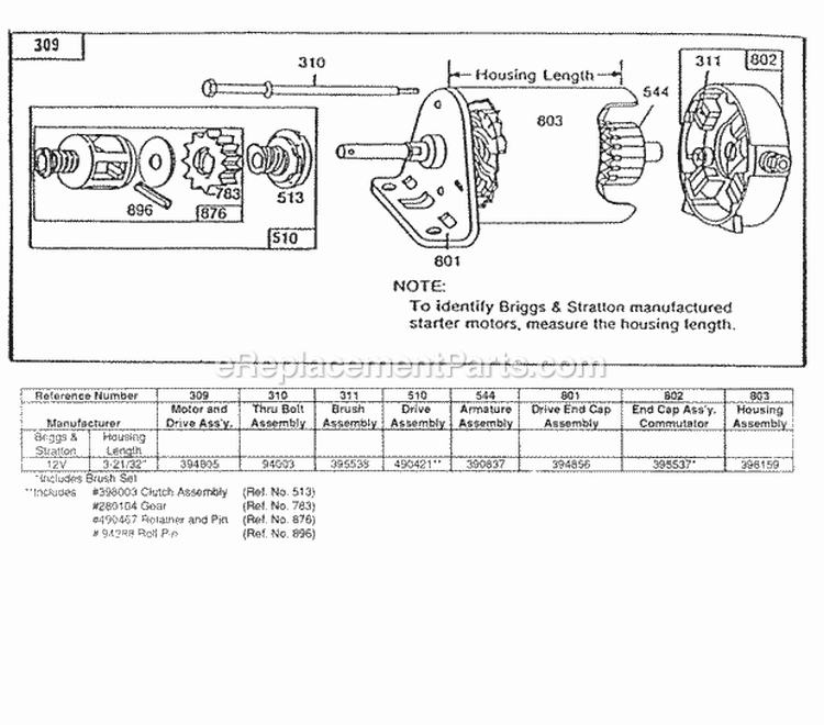 Electric Start And Chart Diagram and Parts List for 170402-2102-01  Briggs and Stratton Engine